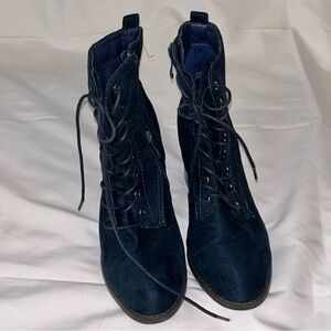 JC Journee Collection Blue Faux Suede Women's Lace-Up Boots
